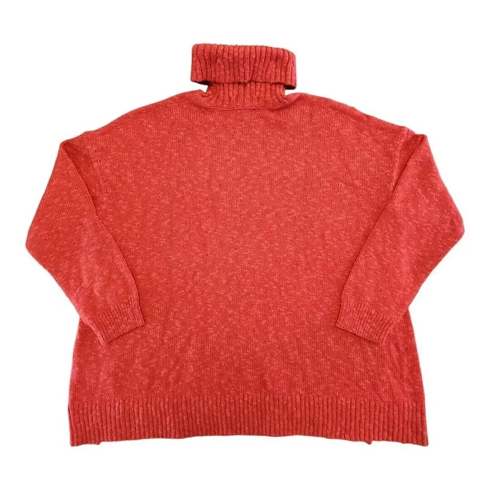 NWT J. Jill Red Brown‎ Speckle Turtleneck Cable Knit Sweater Womens Medium $99